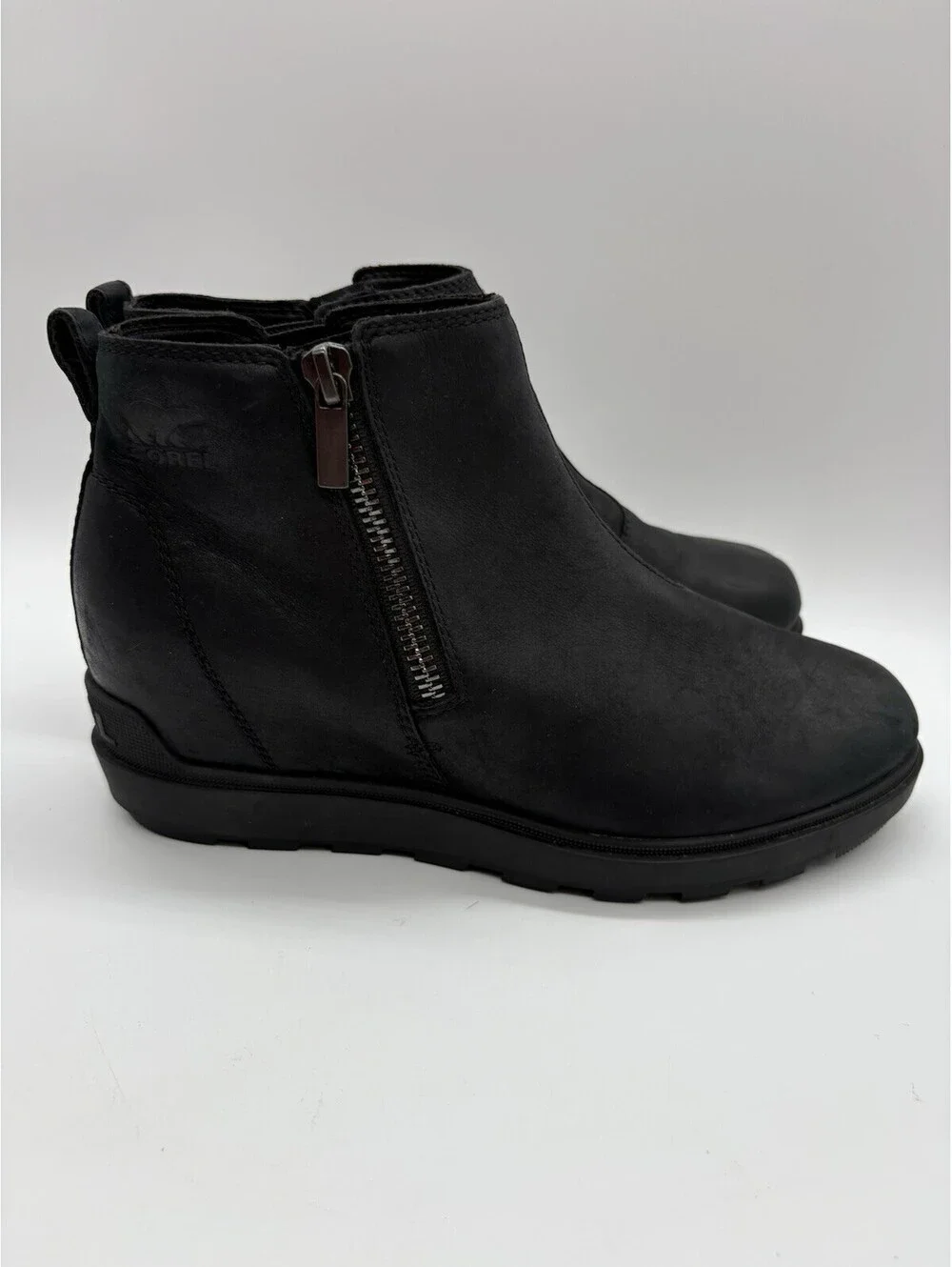Sorel Women's Evie II Zip Chelsea Boots Waterproof Leather Black Size 9